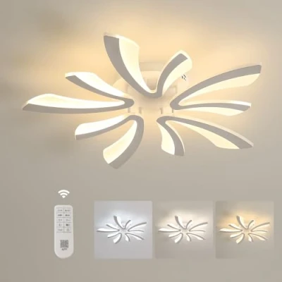 Afbeelding van Comely Dimbare LED Plafondlamp, Plafondlamp met Afstandsbediening, 48W 5400LM 3000K 6000K Φ71cm, Moderne Acrylplafondlamp voor Woonkamer Slaapkamer