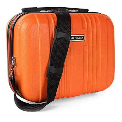 Image de ITACA Vanity case rigide Trousse de toilette femme/homme pour voyage avec bandoulière réglable et amovible à grande capacité légère., Tangarine