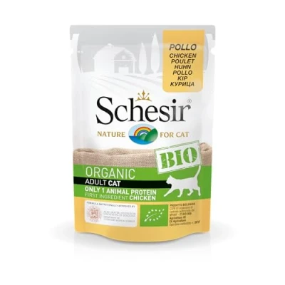 Afbeelding van Schesir Kat Bio Maaltijdzakjes Paté 85 g Kattenvoer Kip