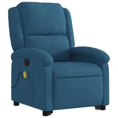 Afbeelding van vidaXL Sta op massagestoel verstelbaar fluweel blauw VXL 3204321