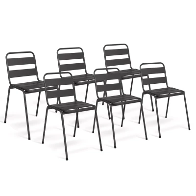 Afbeelding van Lot de 6 chaises jardin VALENCIA en acier gris anthracite