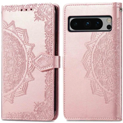 Afbeelding van iMoshion Hoesje Geschikt voor Google Pixel 8 Pro Met Pasjeshouder Mandala Bookcase Rosé Goud