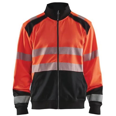 Image de Sweat zippé haute visibilité rouge fluorescent/noir