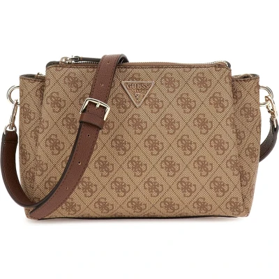 Afbeelding van GUESS Schoudertas Noelle Tri Compartment Crossbody Latte Logo / Brown Lichtbruin