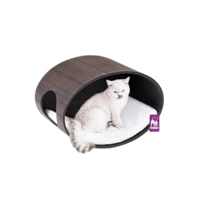 Afbeelding van Petrebels Wandmeubel wandmontage Klimmuur Kat Kattenmuur Oval Office 60 Wengé x 40 35 cm