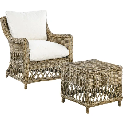 Afbeelding van Beliani RIBOLLA Tuinstoel Beige Rotan