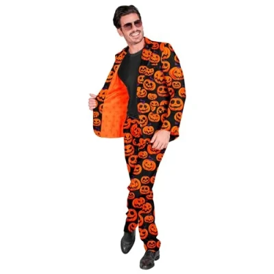 Afbeelding van Widmann Halloween Kostuum Scary Pumpkin Man Oranje, Zwart Small Carnavalskleding Verkleedkleding