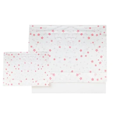 Afbeelding van Various Beddengoed voor wieg, 60 x 120 cm, beddengoed, 100% extra zacht katoen, gekoeld in Europa, (onderkant + laken kussensloop), sterrenprint, roze/wit