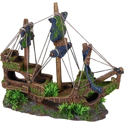 Afbeelding van Aquarium decoratie Moza Scheepswrak 3 mast 31 x 11 27 cm