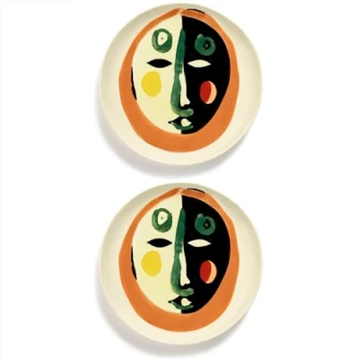 Afbeelding van Serax Ottolenghi Face 2 Feast Bord Rond 22,5cm Steengoed M set van