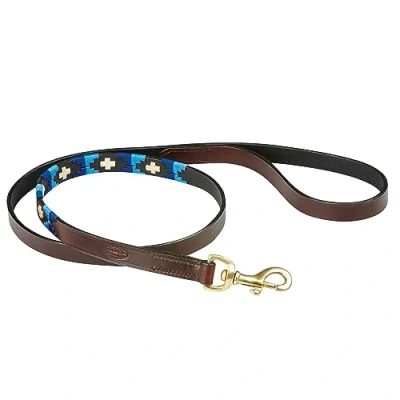 Afbeelding van Weatherbeeta hondenriem polo lederen lijn bruin blauw