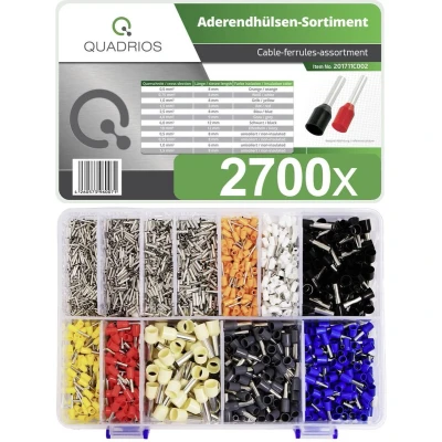 Afbeelding van Quadrios 201711C002 Assortiment adereindhulzen Deels geïsoleerd Wit, Zwart, Grijs, Blauw, Rood, Geel, Oranje, Natuur 2700 stuk(s)