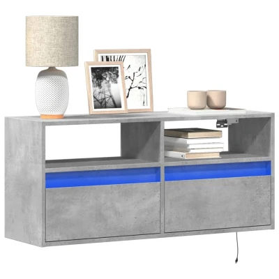 Afbeelding van Tv wandmeubel met LED verlichting 100x31x45 cm betongrijs