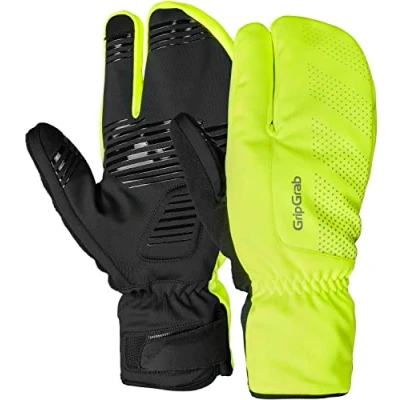 Afbeelding van Fietshandschoenen Gripgrab Ride Wind Winter Lobster maat Xs Fluogeel