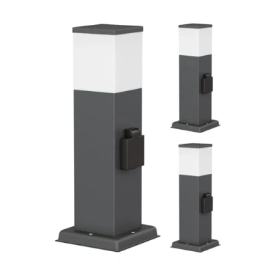Afbeelding van ledscom.de POLLY 3 stuks koplamp/lichtklem/tuinlamp voor buiten, IP44, 35 cm, antraciet, 1 x G9 max. 10 W, stopcontact