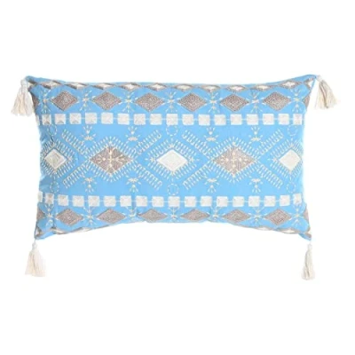 Afbeelding van Kussen DKD Home Decor Blauw Polyester Katoen Wit (60 x 15 35 cm)