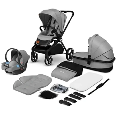 Afbeelding van Lionelo Mika 3in1 Kinderwagen De stoel kan zowel naar voor als achter Vesrtelbare rugleuning Waterdichte dak XXL met UPF 50+ filter