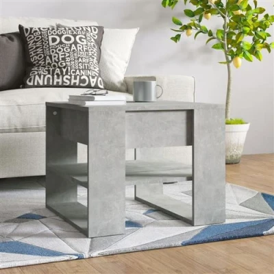 Afbeelding van Salontafel 55,5x55x45 cm bewerkt hout betongrijs