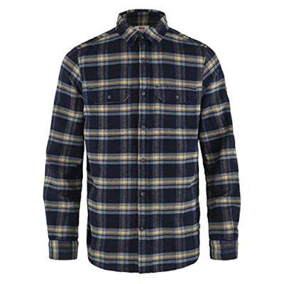 Afbeelding van Övik Heavy Flannel Overhemd Heren Dark Navy Buckwheat Brown200 XXL Blauw Outdoor Shirt