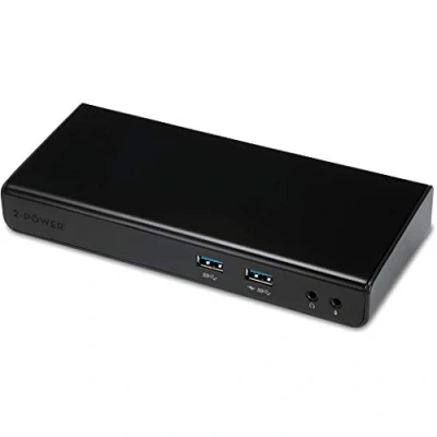 Afbeelding van 2 Power USB 3.0 Dual Display Docking station inclusief voedingskabel. Voor UK, EU. (USB A), + hub, Zwart