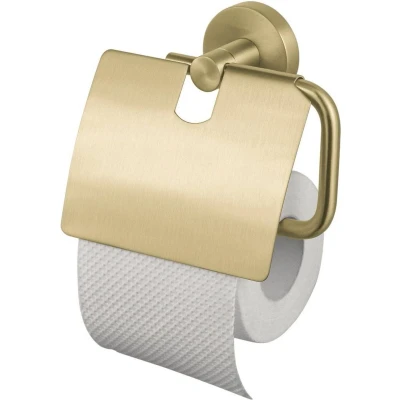 Afbeelding van Haceka Kosmos Toiletrolhouder met Klep Geborsteld Goud = toiletpapierhouder kle...