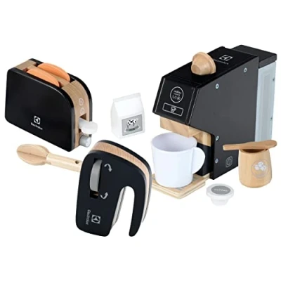Afbeelding van Klein Toys Electrolux keukenset koffiemachine, handmixer, broodrooster hout incl. bijpassende accessoires multicolor