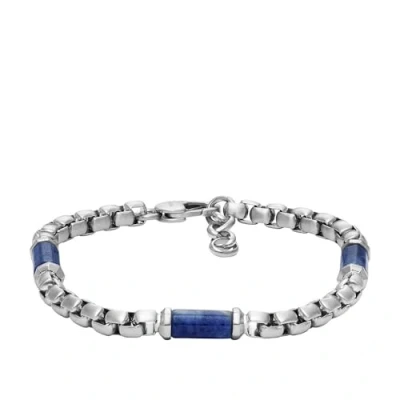 Afbeelding van Fossil Sodalith Armband, Heren, Maat: One Size, Silber