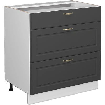 Afbeelding van Vicco Badkamerkast Fame Line, Antraciet goud/Wit, 80 x 81.6 cm met 3 laden, zonder werkblad