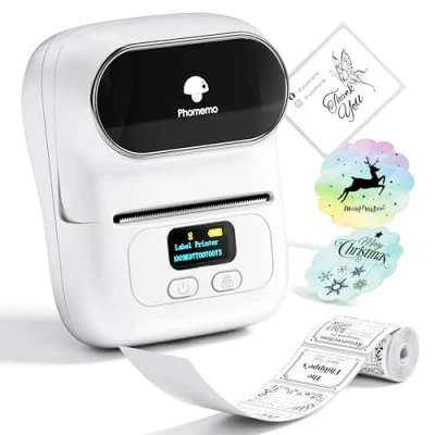 Afbeelding van Phomemo M110 Mini Bluetooth labelprinter draagbare thermische printer compatibel met Android en iOS Geschikt voor kleding, supermarkt, sieraden meer, wit