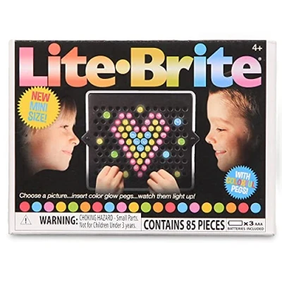 Afbeelding van Lite Brite Basic Fun! 02216 Mini led tekenbord met kleuren, reisspeelgoed voor creatief spel, tekenbord, neoneffect, licht speelgoed kinderen vanaf 4 jaar