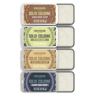 Afbeelding van Viking Revolution Herengeur solide geur cologne met cederhout, salie, vetiver, sandelhout cadeau voor heren 4 x 14 g