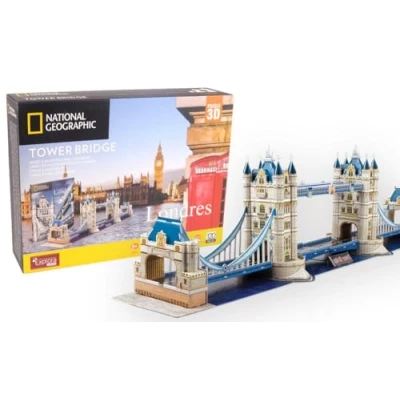 Afbeelding van EXPLORA Tower Bridge 3D puzzels 540201 120 stukjes historisch monument niveau 5 zonder lijm of schaar Londen Bouwspel Nationale geografische licentie vanaf 8 jaar