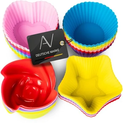 Afbeelding van AVANA Herbruikbare muffinvormen van hoogwaardig silicone, milieuvriendelijke muffinvormpjes, cupcake, bakvormen, 8 kleuren, set 36