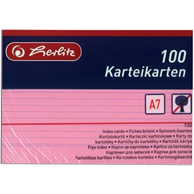 Afbeelding van Herlitz Index kaarten A7, gelinieerd (roze, 200 kaarten)