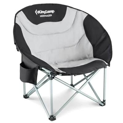 Afbeelding van KingCamp Moon Chair Camping Opvouwbare Tuinstoelen Heavy Duty Gewatteerde Campingstoel Met Bekerhouder en Koeltas