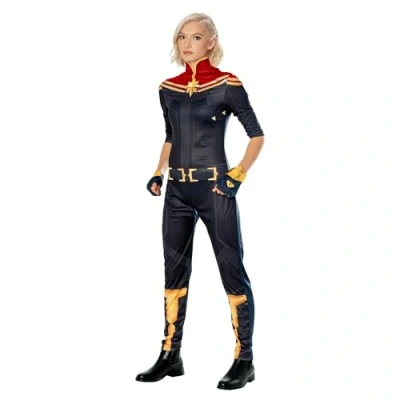 Afbeelding van Rubies Captain Marvel kostuum voor dames, jumpsuit en 2 handschoenen, officieel carnaval, Kerstmis, verjaardag, feestjes Halloween.