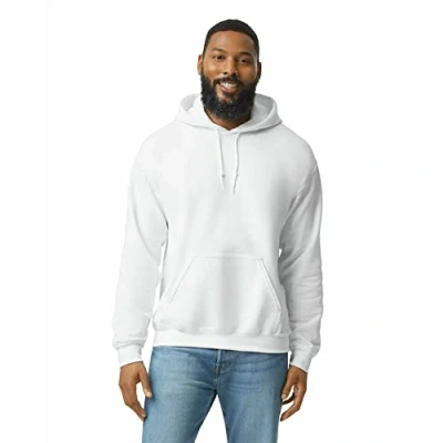 Afbeelding van Gildan Fleece sweatshirt met capuchon, stijl G18500, capuchontrui voor heren, 1 stuk, Wit.