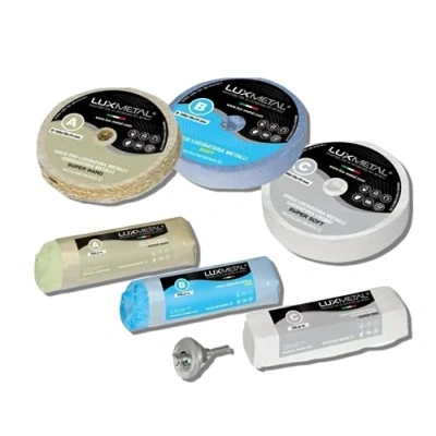 Afbeelding van Lux Metal Set van 3 polijstschijven 100 mm en schuurpasta 250 g Ideaal voor het polijsten metalen zoals aluminium, ijzer, roestvrij staal, messing, koper, goud, marmer