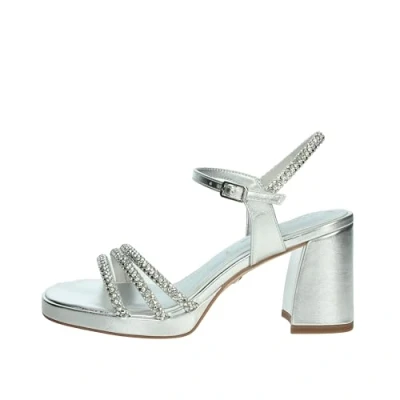 Afbeelding van Tamaris Sandalen met hoge hak, Dames, Maat: 37, Silver glam Textiel/ synthetisch