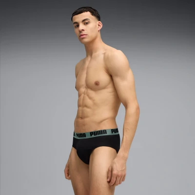 Afbeelding van Puma MEN Everyday Briefs 2 PACK Slip, Heren, Maat: Small, Dark sage/black