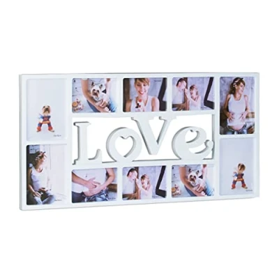Afbeelding van Relaxdays fotolijst LOVE 10 foto‘s collagelijst wandmontage galerijlijst collage wit