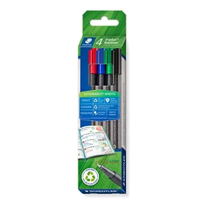 Afbeelding van Staedtler Triplus fineliner eco, doosje van 4 stuks, assorti