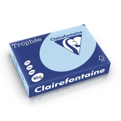 Image de Clairefontaine Trophée 107 micromètres bleu ciel A4 (210 x 297 mm) 80 g/m² 500 feuille(s) zéro plastique papier teinté