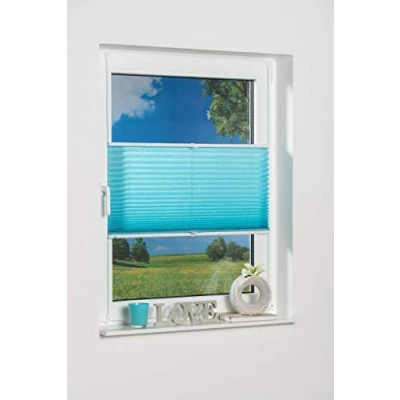 Afbeelding van K home 360273 3 Klemmfix geplooide 60 x 130 cm (b l) lichtbescherming ijsblauw moderne verpletterende uitstraling