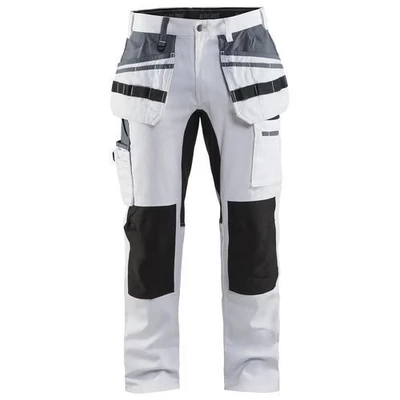 Image de Pantalon peintre stretch blanc/noir