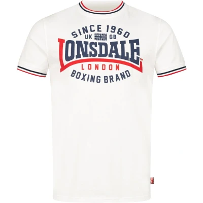 Afbeelding van Lonsdale Schmale Passform Gavrene Tshirt print, Heren, Maat: Small, White navy red