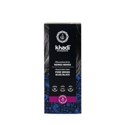 Image de khadi INDIGO PUR Coloration Végétale, Fait briller tes cheveux d&#039;un bleu noir mystérieux et profond, 100% végétal, naturel &amp; végétalien, Cosmétiques naturels certifiés, 100g