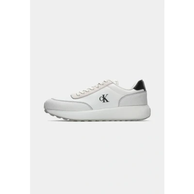 Afbeelding van Calvin Klein Jeans Athleisure Runner Sneakers laag, Heren, Maat: 40, Bright white/black Leer en textiel
