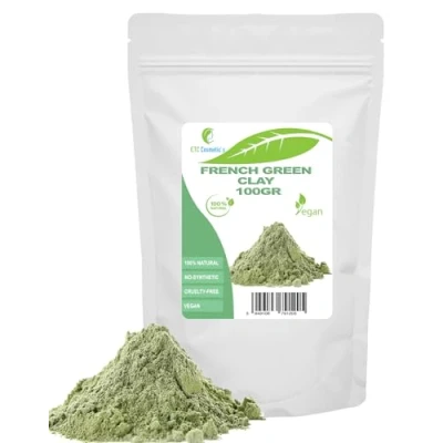 Afbeelding van Franse groene klei, 100 g, doe het zelf gezichtsmaskers, lichaamsmasker, haarmasker, zachte peelings en scrubs, zeep, anti aging huidversteviging