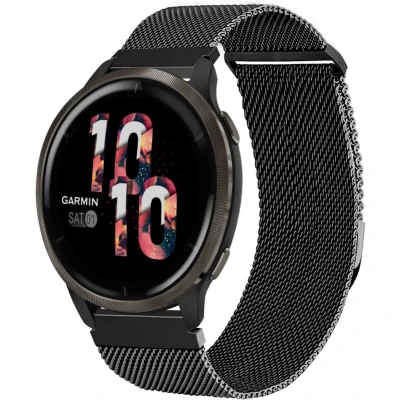 Afbeelding van iMoshion Milanees magnetisch 22 mm bandje Geschikt voor Garmin Venu 2 / Fenix 7 Pro 7s 6 Vivoactive 4 Polar Grit X Vantage M2 V2 Maat S Zwart
